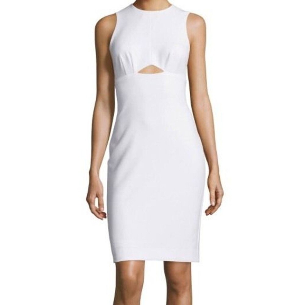 Nicole Miller Sleeveless Cut out Triangle Front/ Back Sheath White Dress Size 6